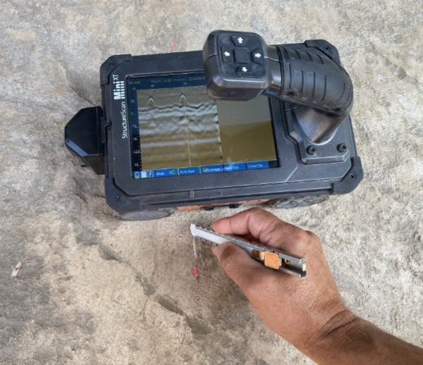 Closeup of Concrete Scanner in use